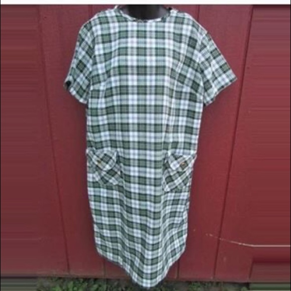 Vintage Mod Sheath Plaid Dress Plus Size